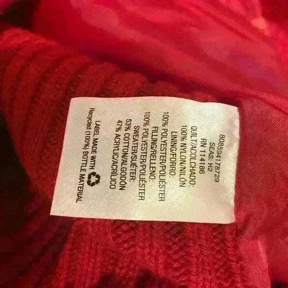 Laura Scott Quilted Sweater Jacket size Large Red - Picture 4 of 4